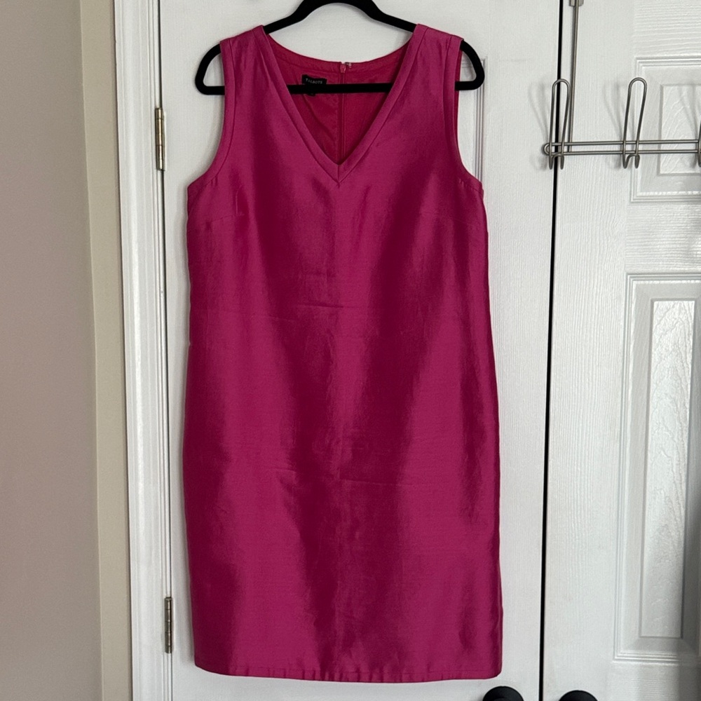 Talbots Sleeveless V-Neck Midi Dress in Fuchsia Sz 14